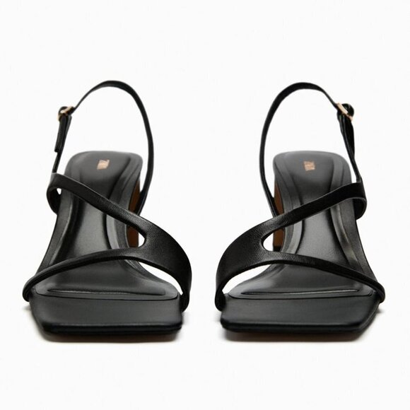 ZARA LEATHER SANDALS WITH BLOCK HEEL Black SIZE 6 23.4 Cm| 1335/110/800 - Picture 4 of 4